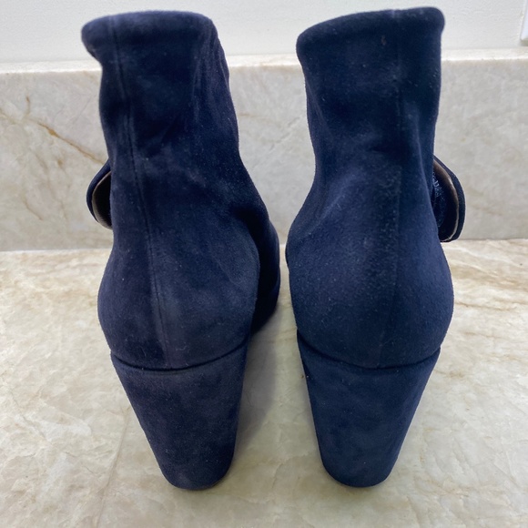 Coclico Kiera Blue Suede Wedge Booties - Picture 2 of 6